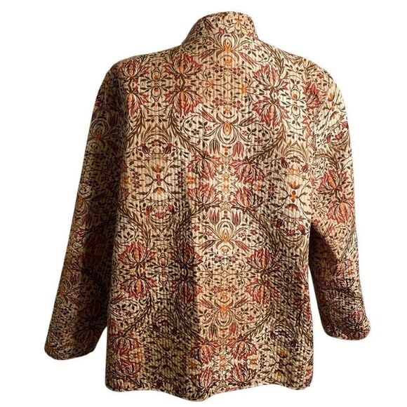 Womens Reversible Quilted Kantha Weave Jacket 1X Mosaic Tapestry Lightweight - Picture 2 of 5